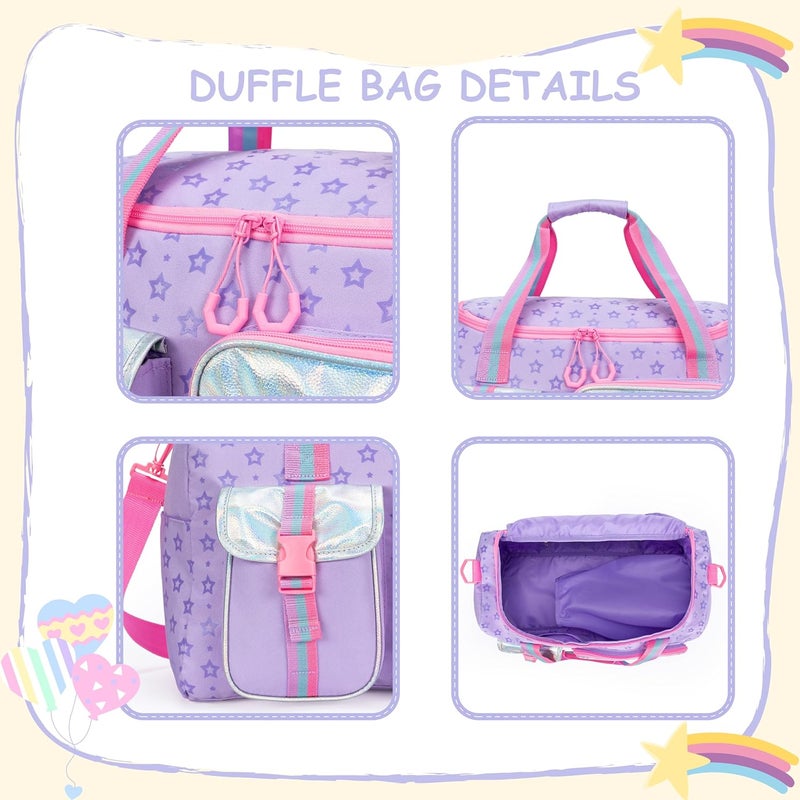 Oruiji Kids Duffle Bag Girls Women Gifts Travel Overnight Bag for Girls Women Tote Sleepover Bags for Girl Gym Dance Bags with Shoes Compartment Purple - Image 5